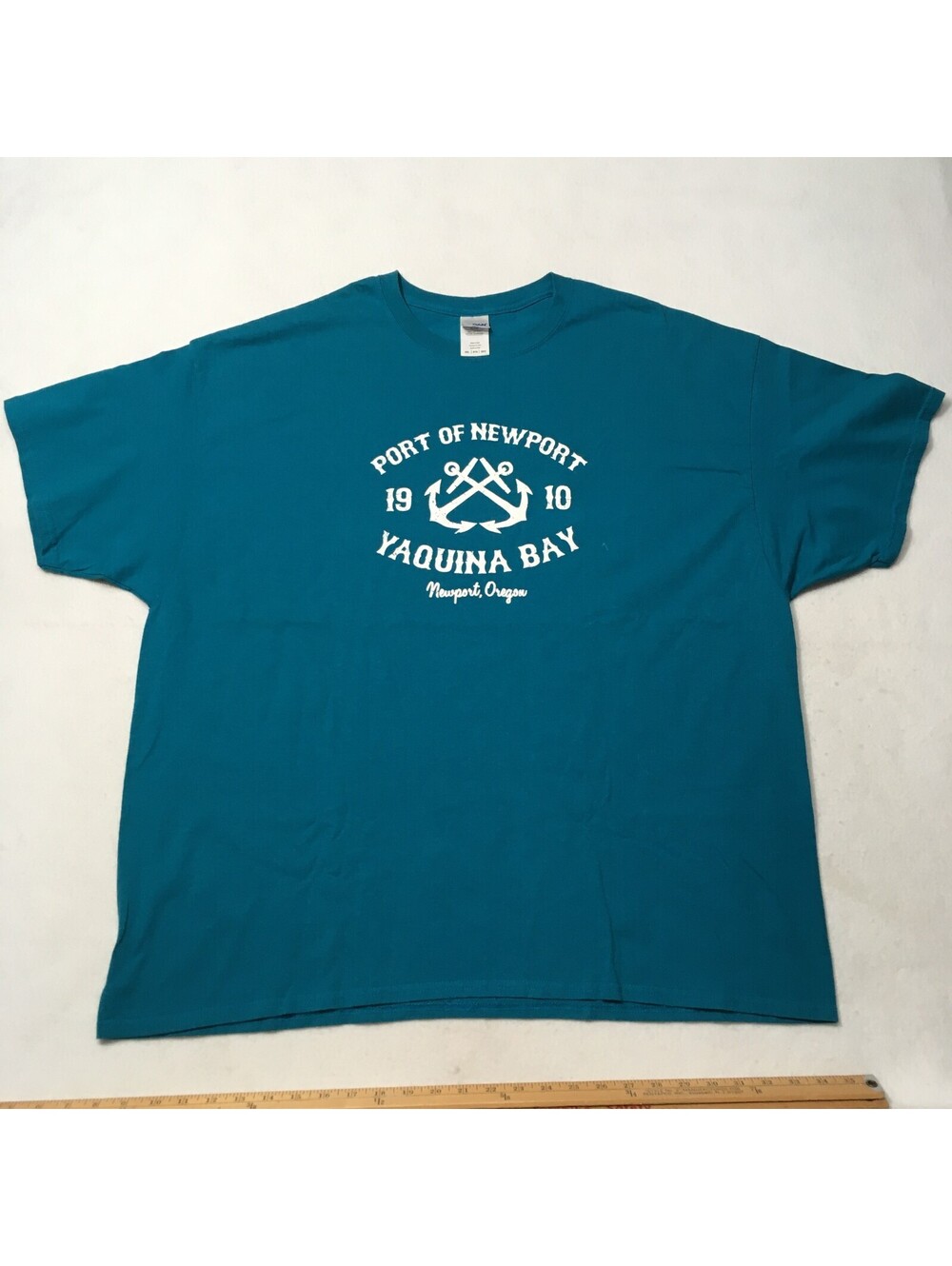 Newport Blue Yaquina Bay T-Shirt Graphic teal  Men's Size XXXL 3XL anchors